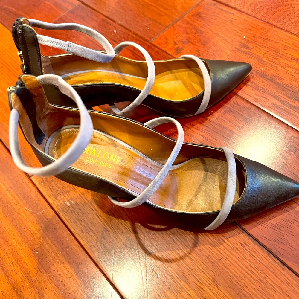 Beautiful 36 1/2 Malone Souliers pumps in mint co , very very dark burgundy